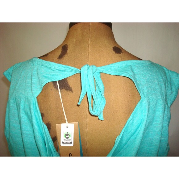 New Womens PrAna NWT S Constance Top Aqua Tee Shirt Organic Recycled Back Cowl - Picture 4 of 5